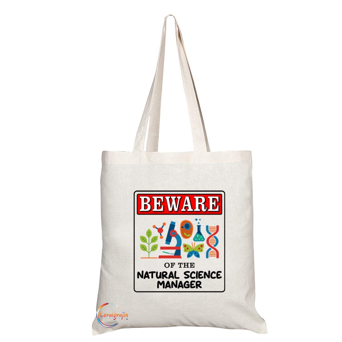 TB948 Beware of the Natural Science Manager Novelty Present Gift Printed Eco-Friendly Stylish Long Handled Tote Shoulder Bag