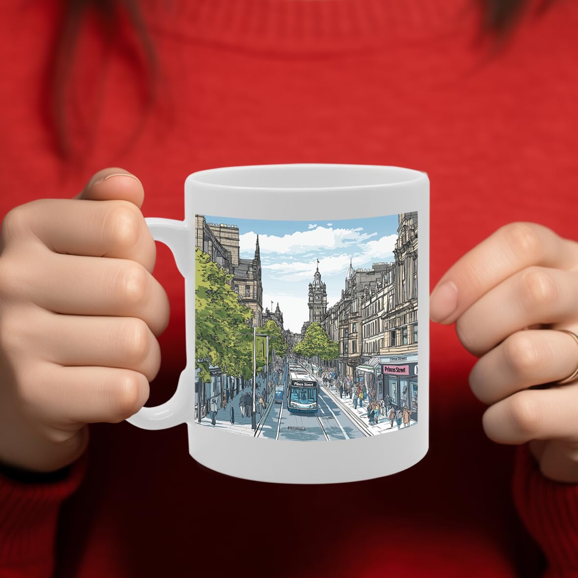 Printed Coffee Ceramic  Featuring Cities And Landmarks In United Kingdom (Edinburgh Pres Street) - Funny Printed Coffee Mug - Great Gift Idea