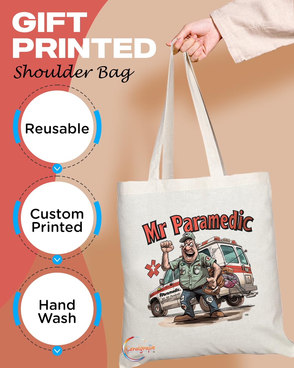 TB1891 Mr Paramedic Tote Bag - Gift for Paramedics, EMTs, First Responders - Durable, Stylish, Eco-Friendly, Reusable, Spacious, and Lightweight