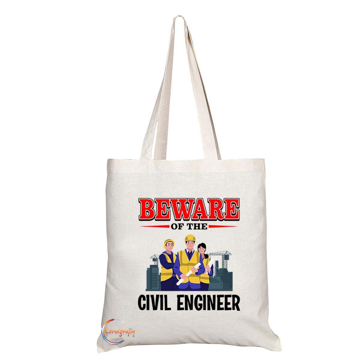 TB831 Beware of the Civil Engineer Novelty Present Gift Printed Eco-Friendly Stylish Long Handled Tote Shoulder Bag