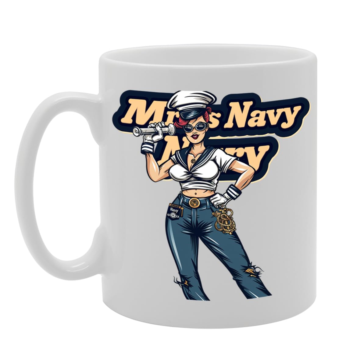 Mrs Navy  - Ideal For Navy Personnel, Military Enthusiasts, Veterans - Dishwasher Safe Mg6004 - Funny Printed Coffee Mug - Great Gift Idea