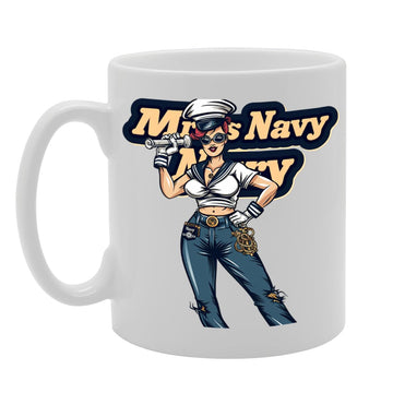 Mrs Navy  - Ideal For Navy Personnel, Military Enthusiasts, Veterans - Dishwasher Safe Mg6004 - Funny Printed Coffee Mug - Great Gift Idea