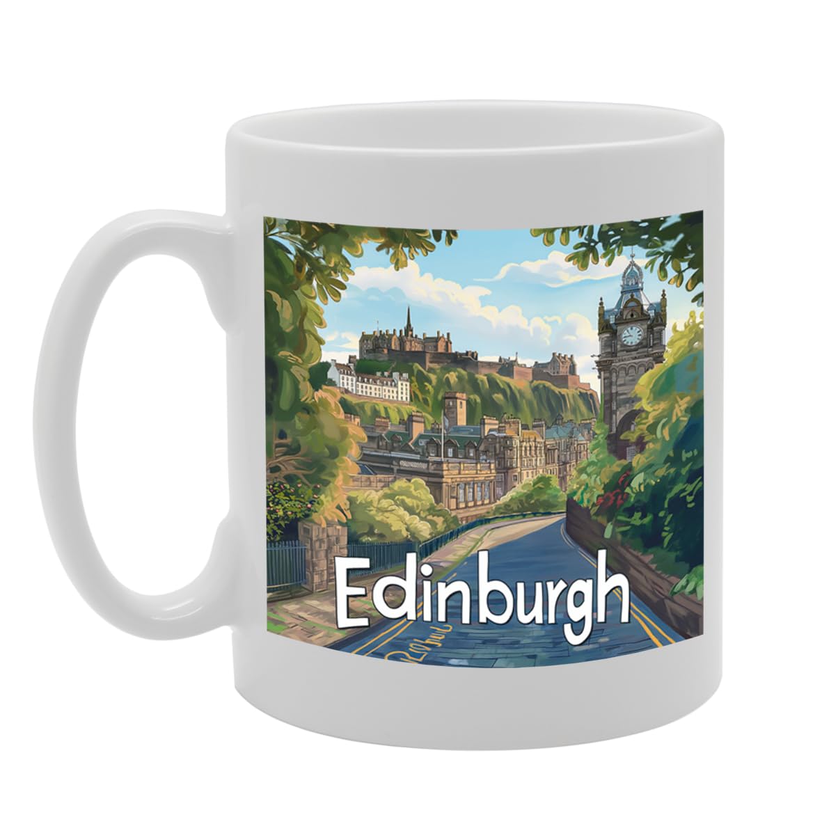 Printed Coffee Ceramic  Featuring Cities And Landmarks In United Kingdom (Edinburgh2) - Funny Printed Coffee Mug - Great Gift Idea
