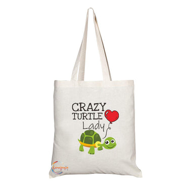 TB693 CRAZY TURTLE Lady Novelty Present Gift Printed Eco-Friendly Stylish Long Handled Tote Shoulder Bag
