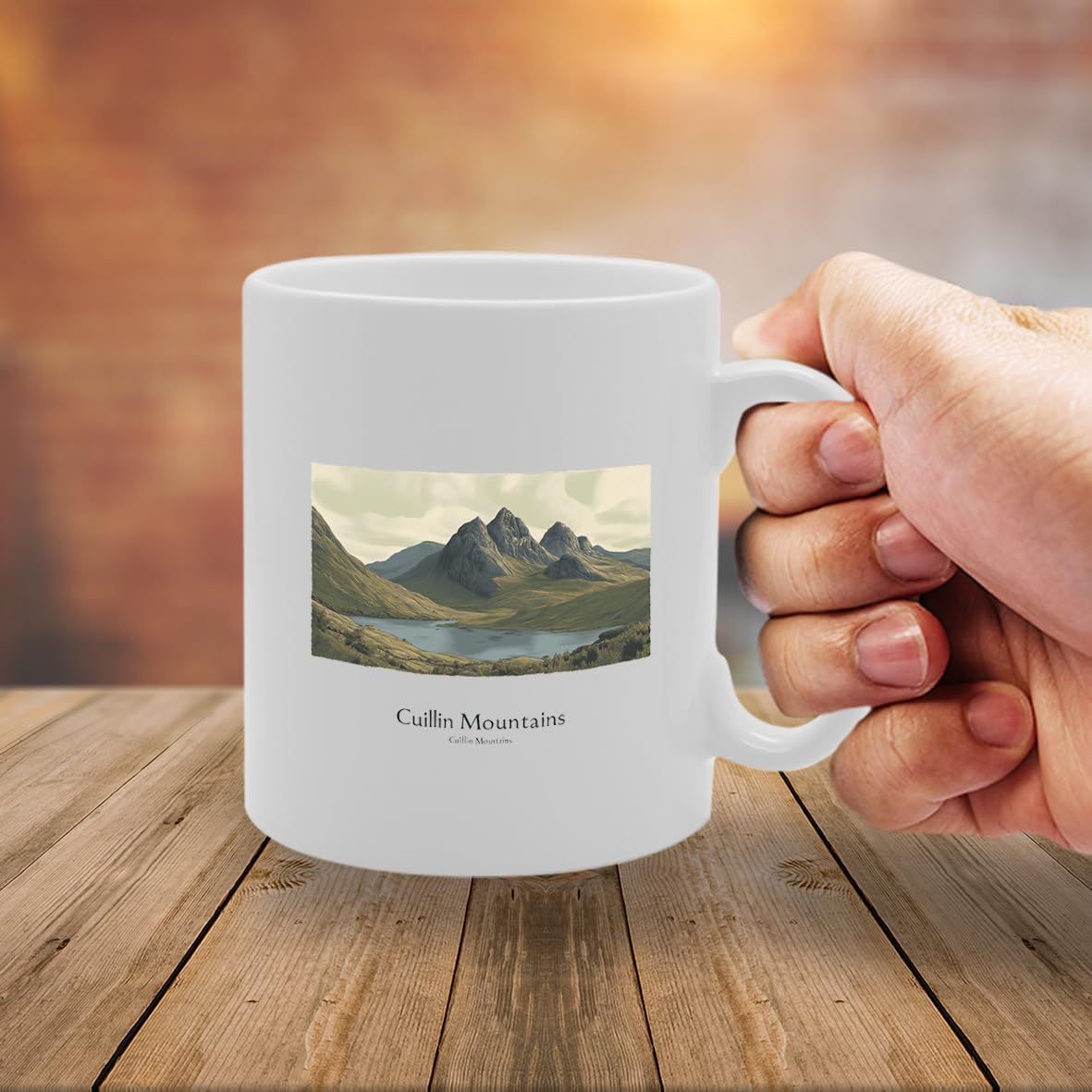 Printed Coffee Ceramic  Featuring Cities And Landmarks In United Kingdom (Cuillin Mountains) - Funny Printed Coffee Mug - Great Gift Idea