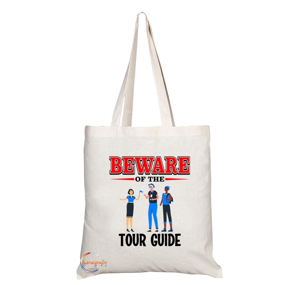 TB859 Beware of the Tour Guide Novelty Present Gift Printed Eco-Friendly Stylish Long Handled Tote Shoulder Bag