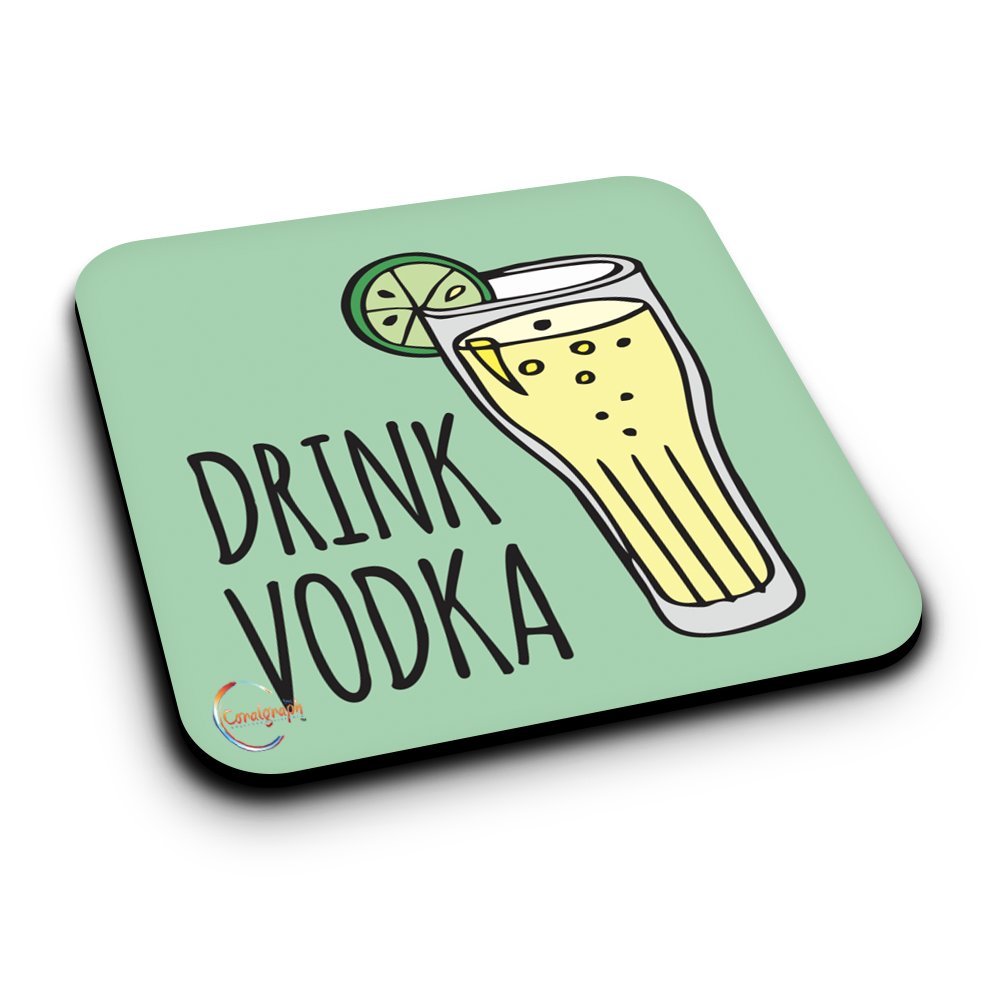 ER153 DRINK VODKA Novelty Present Gift Printed MDF Wooden Coaster