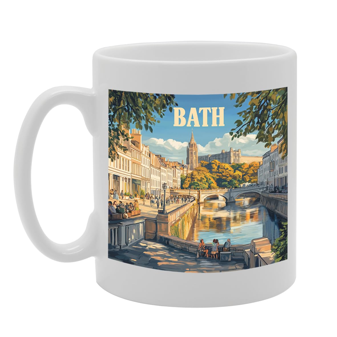 Printed Coffee Ceramic  Featuring Cities And Landmarks In United Kingdom (Bath) - Funny Printed Coffee Mug - Great Gift Idea