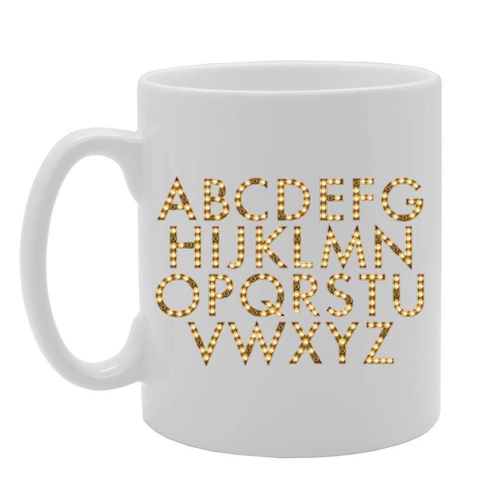Shining Dimanate Alphabets   Printed Tea Coffee Ceramic  Mg2400 - Funny Printed Coffee Mug - Great Gift Idea