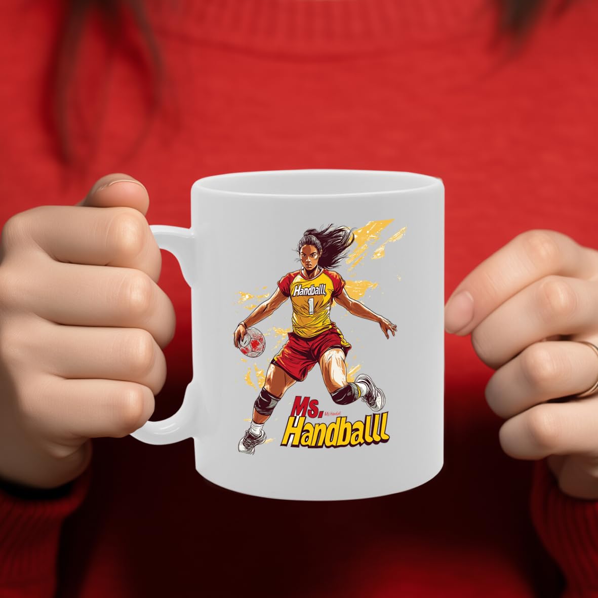 11Oz Ceramic  Featuring Popular Sports Designs From Around The World – Ideal For Sports Fans And Enthusiasts (Handball Mg6592) - Funny Printed Coffee Mug - Great Gift Idea