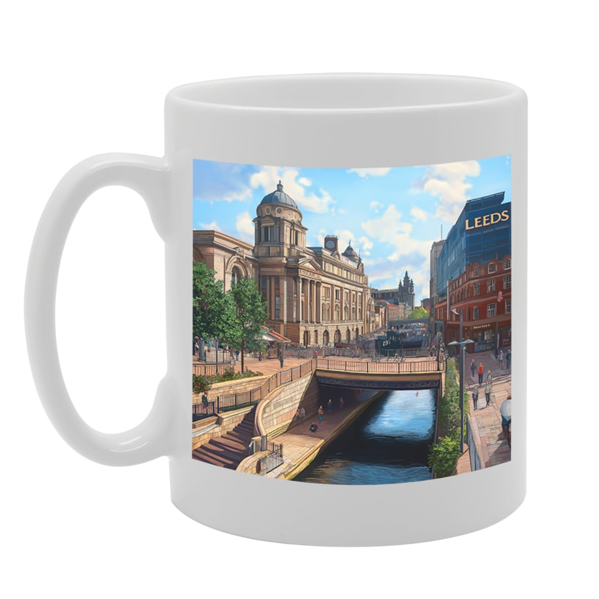 Printed Coffee Ceramic  Featuring Cities And Landmarks In United Kingdom (Leeds) - Funny Printed Coffee Mug - Great Gift Idea