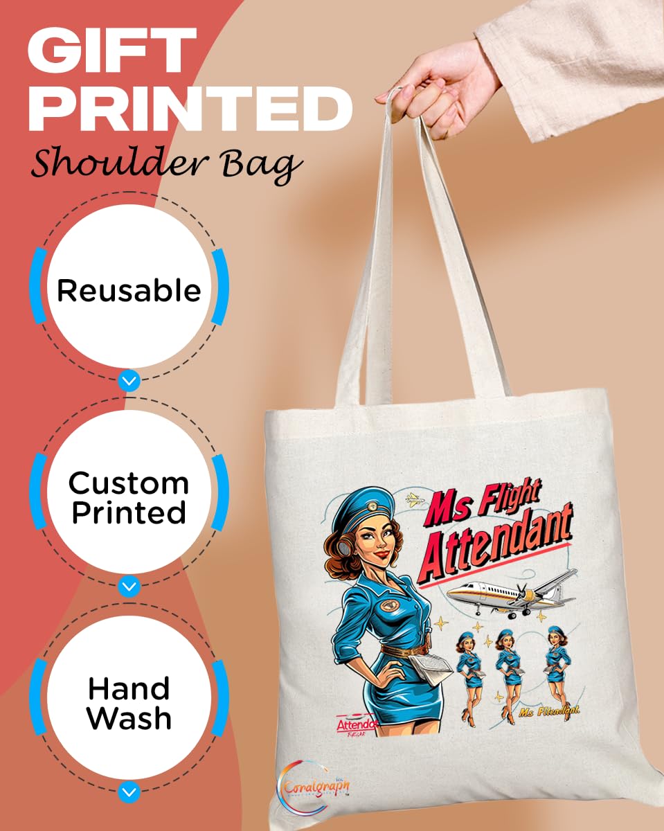 TB1992 Ms Flight Attendant Tote Bag - Ideal for Flight Attendants, Aviation Enthusiasts, and Travel Lovers - Tote Bag with Elegant Design