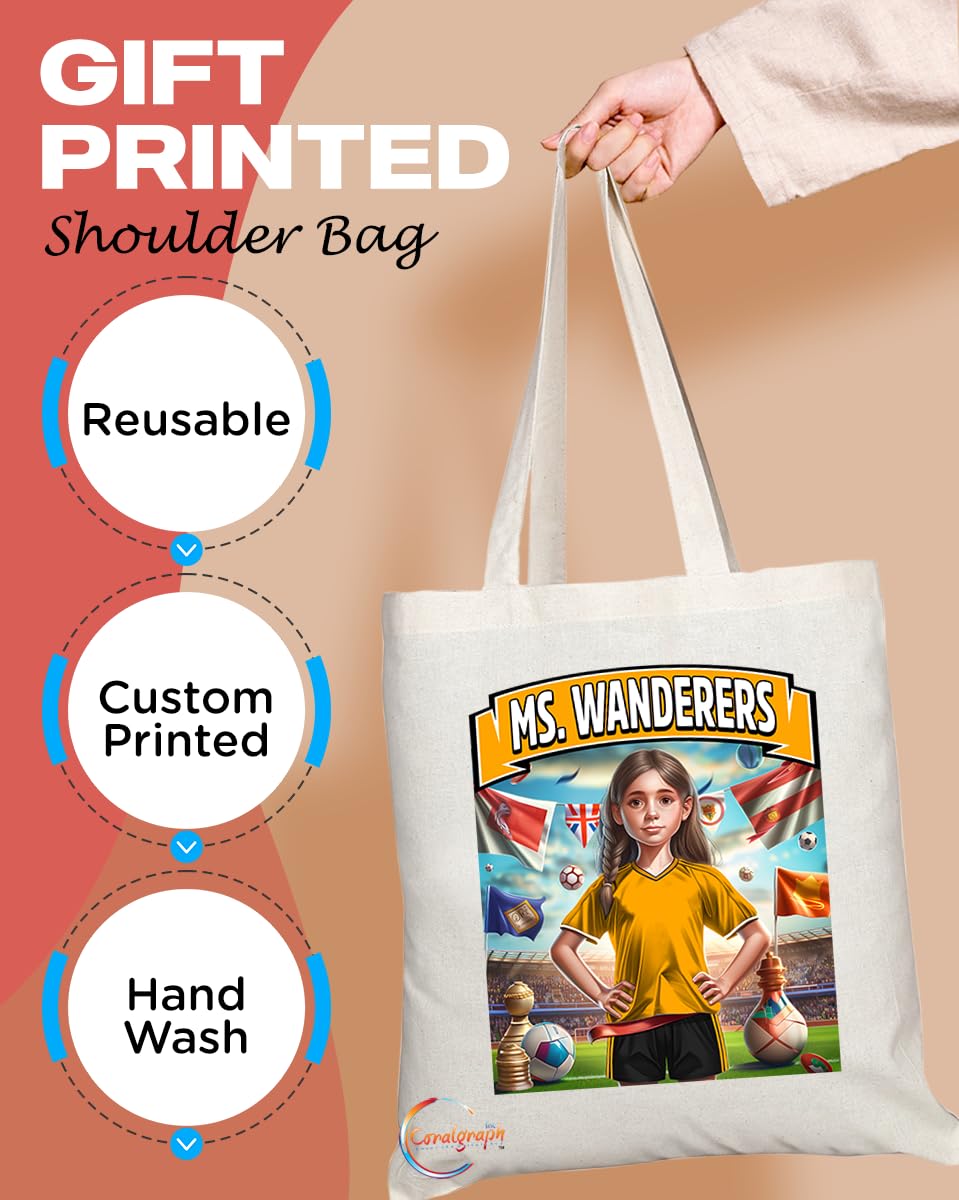 TB1609 Ms Wanderers Footie Fan Lady Girl Tote Bag - Eco-Friendly, Stylish, Long Handled, Perfect Novelty Gift by