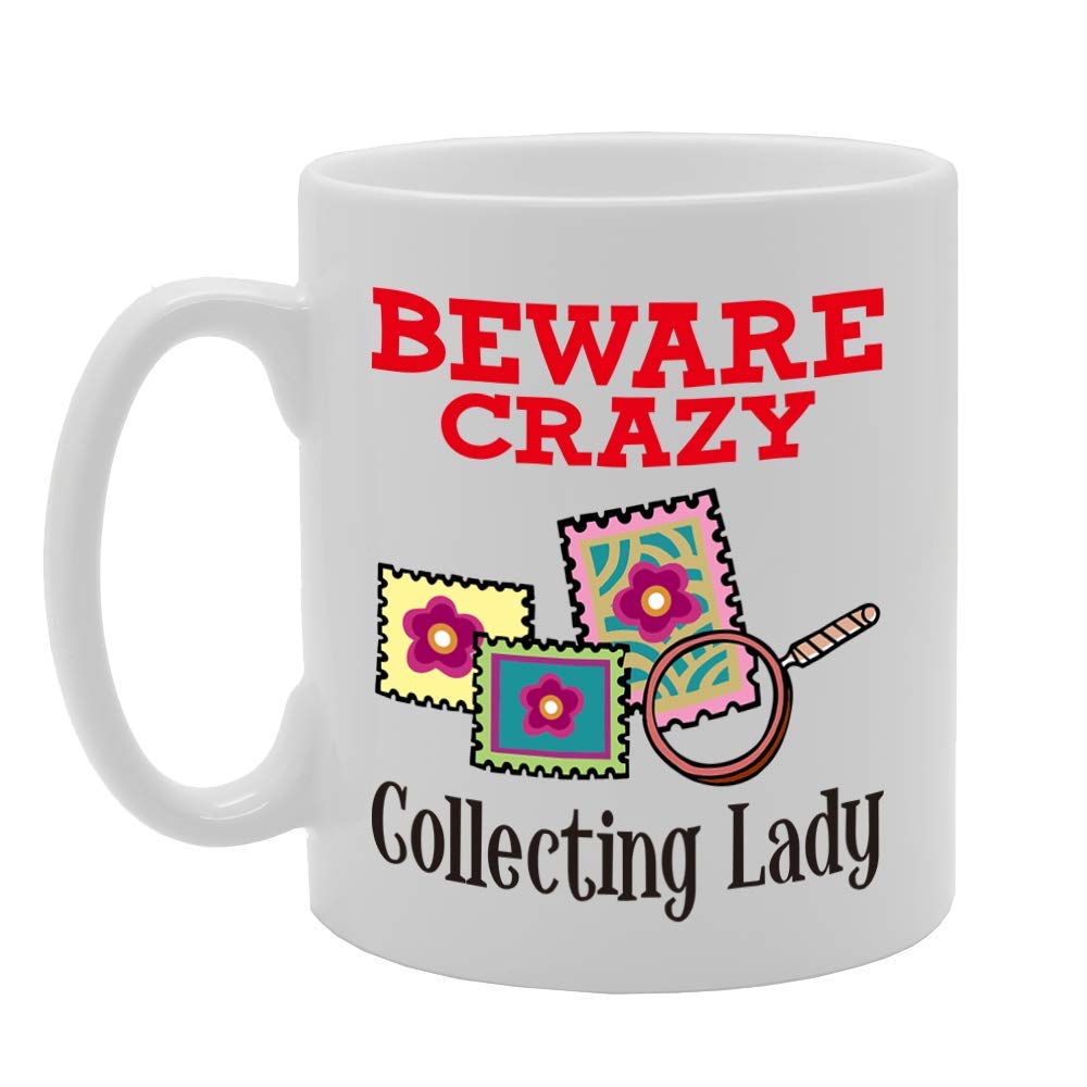 Beware Crazy Collecting Lady   Printed Tea Coffee Ceramic  Mg4399 - Funny Printed Coffee Mug - Great Gift Idea