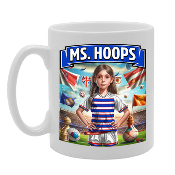Football Fan Ceramic  - Perfect   For Soccer Lovers, Ladies & Girls - Printed Cup For Footie Enthusiasts (Hoops) - Funny Printed Coffee Mug - Great Gift Idea