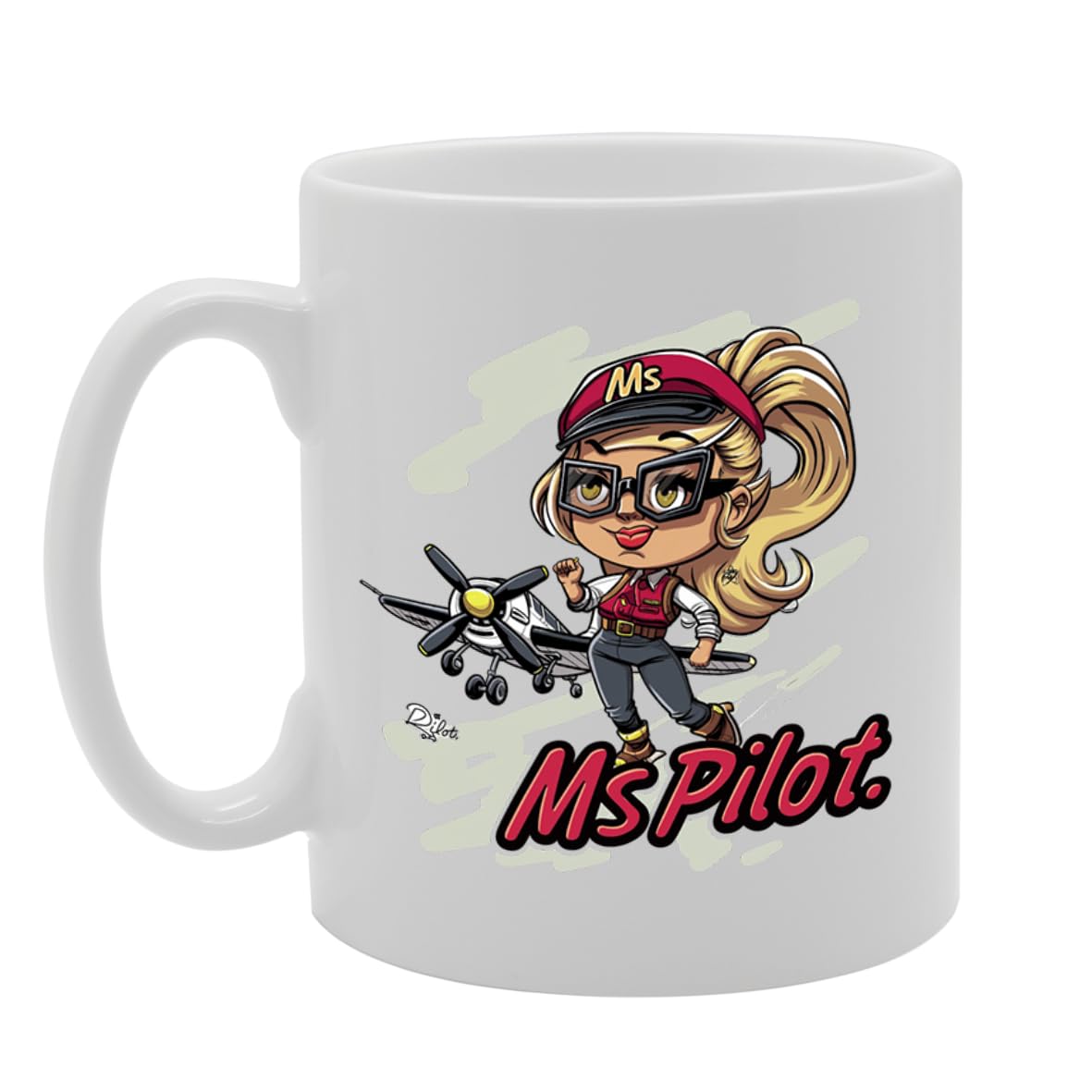 Ms Pilot Ceramic  - Ideal For Female Pilots, Aviation Enthusiasts, And Flight Professionals - 11Oz Coffee  With Empowering Design Mg6286 - Funny Printed Coffee Mug - Great Gift Idea