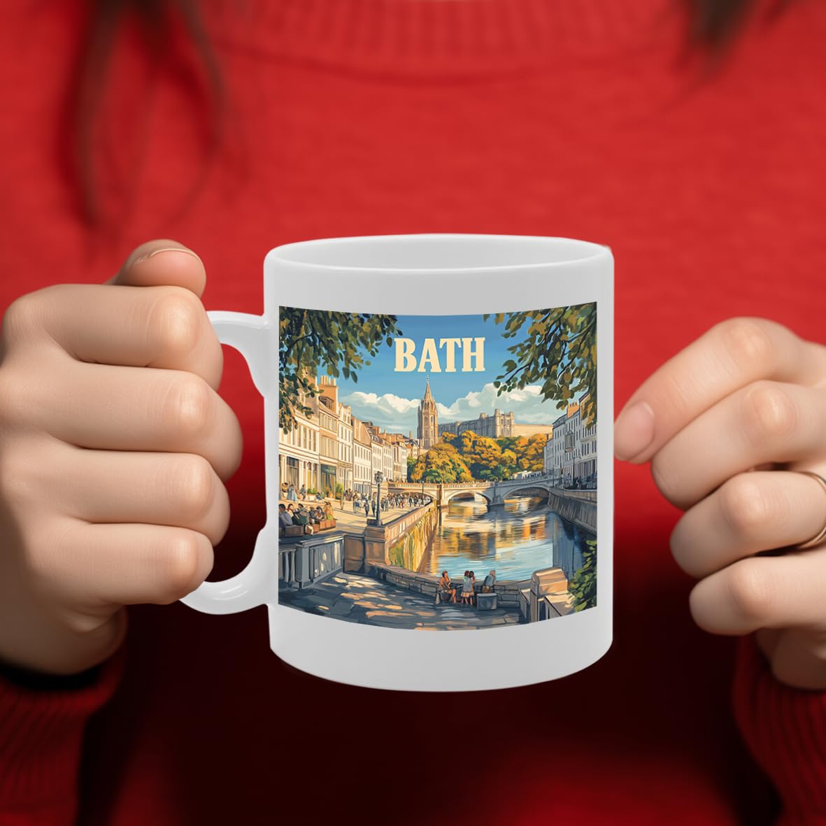 Printed Coffee Ceramic  Featuring Cities And Landmarks In United Kingdom (Bath) - Funny Printed Coffee Mug - Great Gift Idea