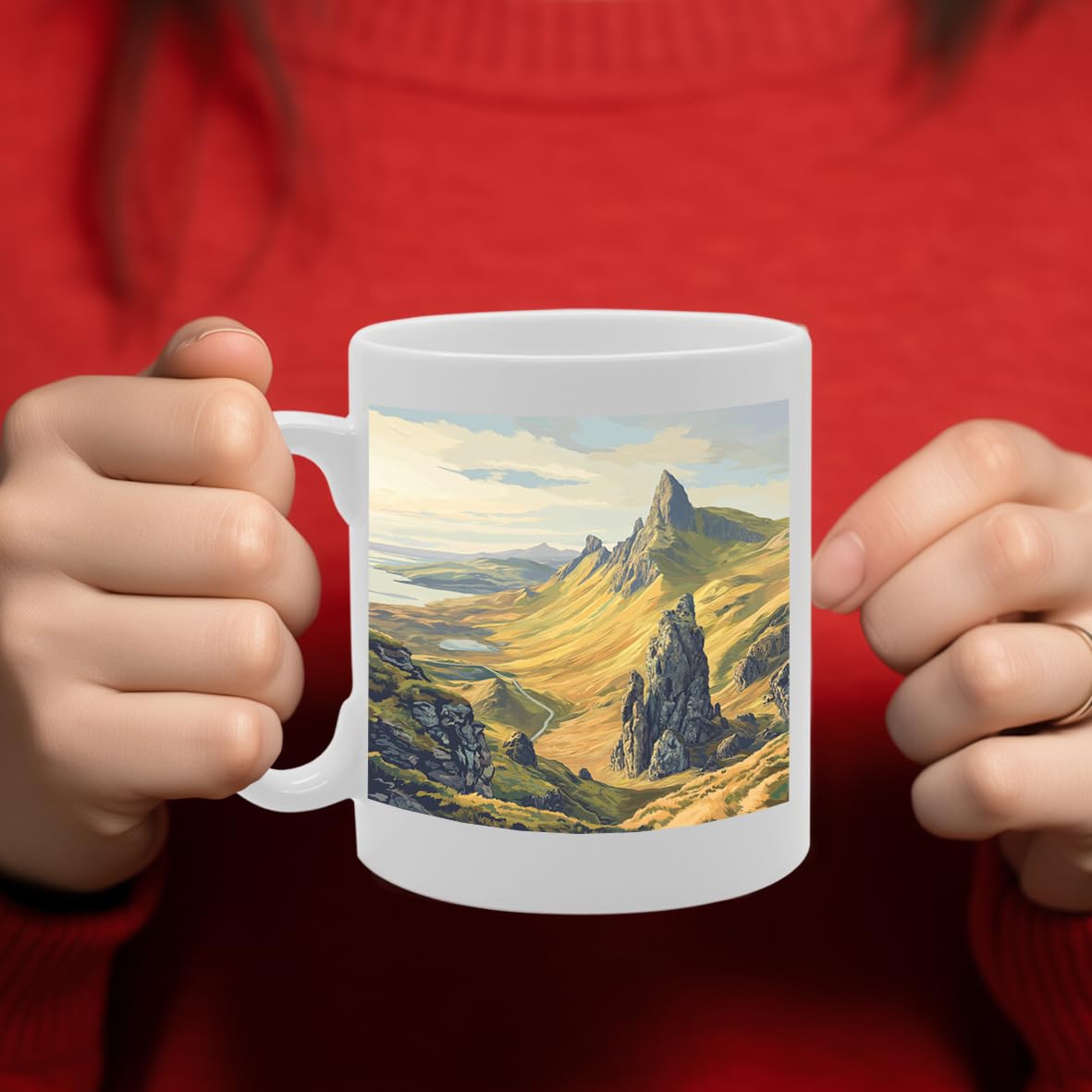 Printed Coffee Ceramic  Featuring Cities And Landmarks In United Kingdom (Trotternish Penninsula) - Funny Printed Coffee Mug - Great Gift Idea