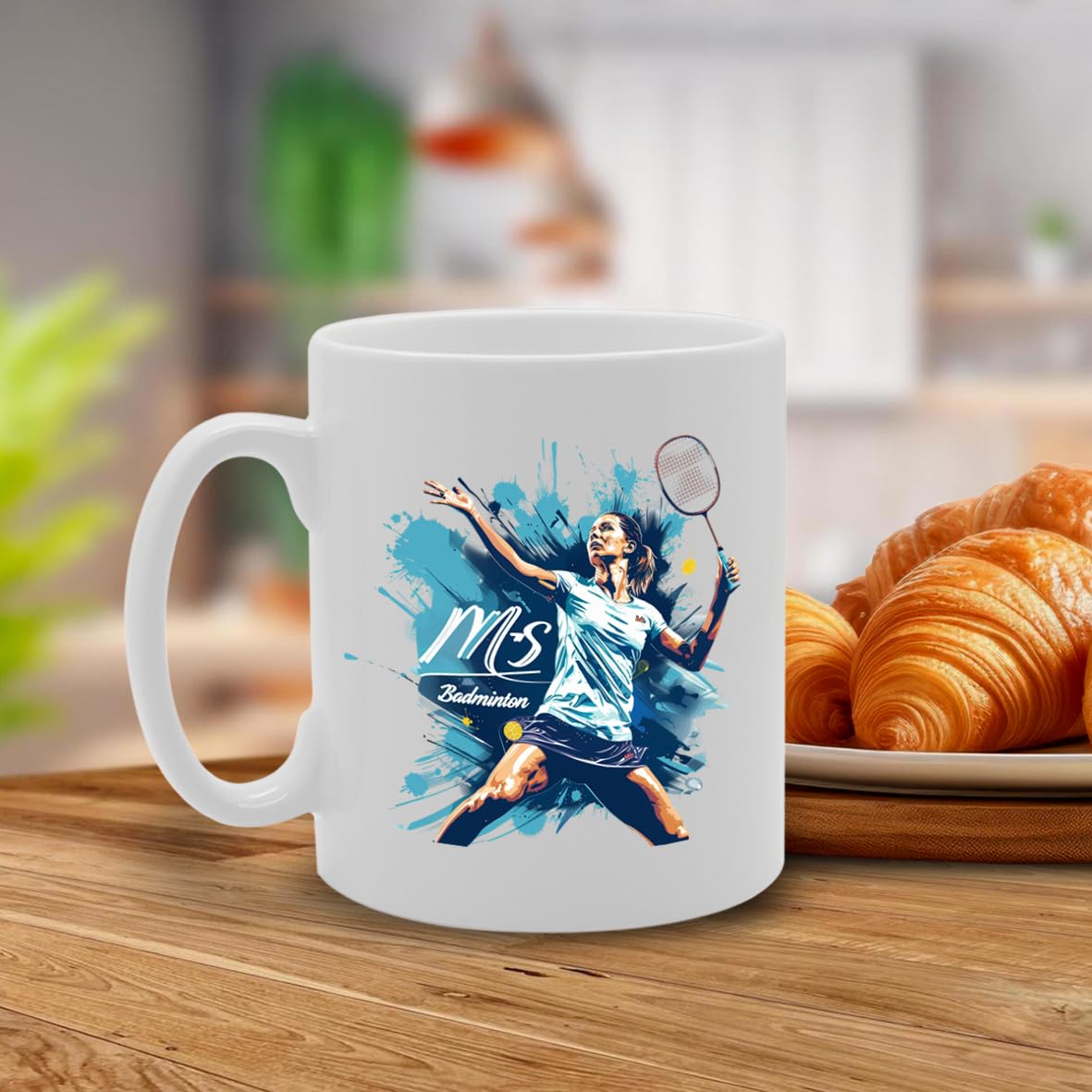 Ms Badminton  - Ideal For Badminton Players And Sports Enthusiasts, 11Oz Ceramic Coffee  For Shuttlecock Lovers And Court Fans Mg5957 - Funny Printed Coffee Mug - Great Gift Idea
