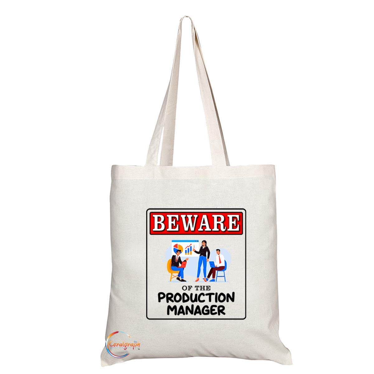 TB927 Beware of the Production Manager Novelty Present Gift Printed Eco-Friendly Stylish Long Handled Tote Shoulder Bag