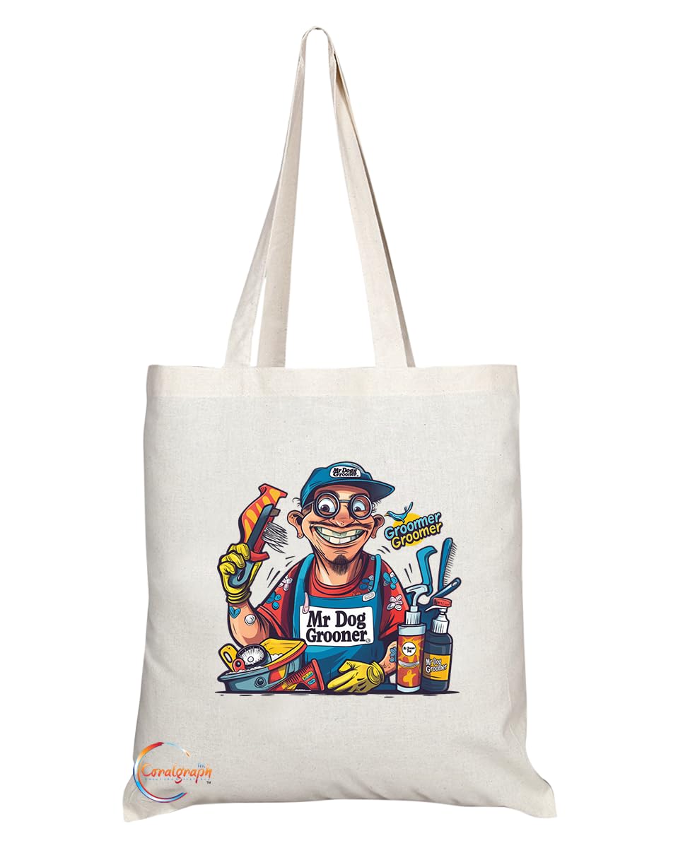 TB1885 Mr Dog Groomer Tote Bag - Gift for Dog Groomers, Pet Care Professionals, Animal Lovers - Durable, Stylish, Eco-Friendly, Reusable, Spacious, and Lightweight