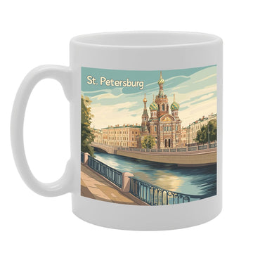 11Oz Dishwasher-Safe Ceramic  Featuring Popular Cities & Capitals From Europe And Around The World (St Petersburg) - Funny Printed Coffee Mug - Great Gift Idea