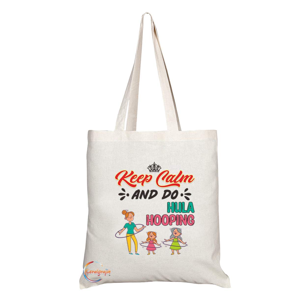 TB1057 Keep Calm and Do Hula Hooping Novelty Present Gift Printed Eco-Friendly Stylish Long Handled Tote Shoulder Bag