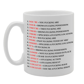 Grammar Expletive   Funny     Printed Tea Coffee Ceramic  Mg921 - Funny Printed Coffee Mug - Great Gift Idea