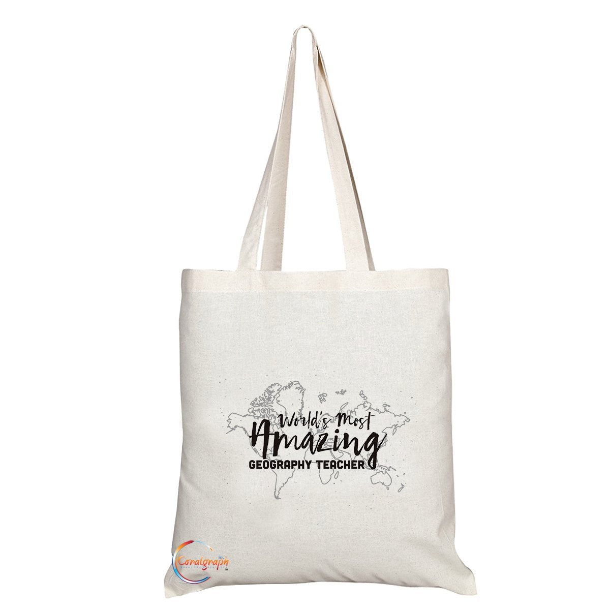 TB134 World's Most Amazing GEOGRAPHY TEACHER Novelty Present Gift Printed Eco-Friendly Stylish Long Handled Tote Shoulder Bag