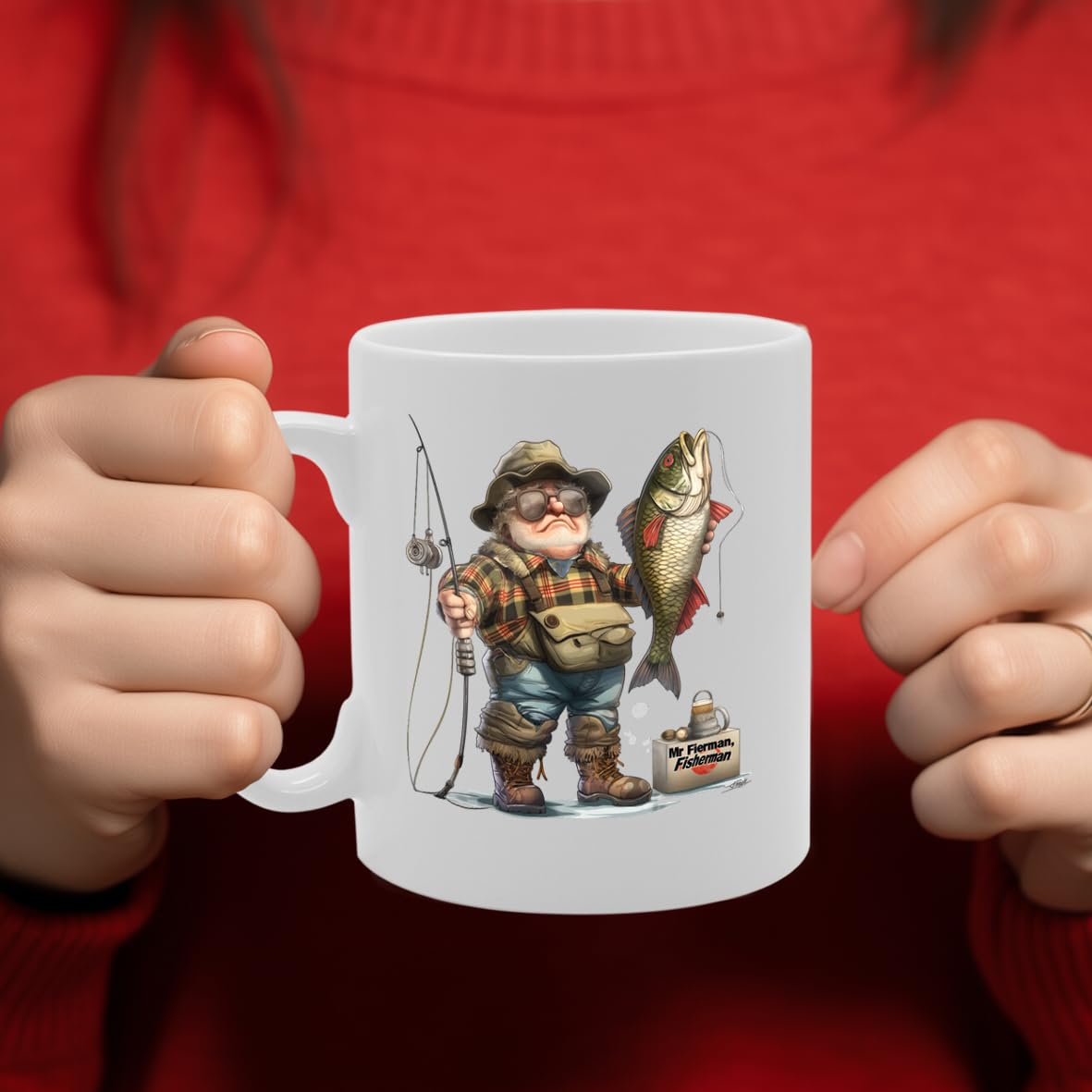 Mr Fisherman Ceramic  - Ideal For Fishermen, Anglers, And Fishing Enthusiasts - 11Oz Coffee  With Relaxing Design Mg6297 - Funny Printed Coffee Mug - Great Gift Idea