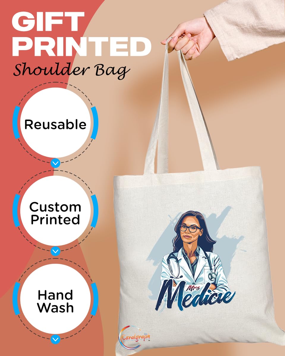 TB1765 Mrs Medicine Tote Bag - Great for Married Doctors, Medical Professionals, Healthcare Workers - Sustainable, Stylish, Long Handled, Durable and Reusable