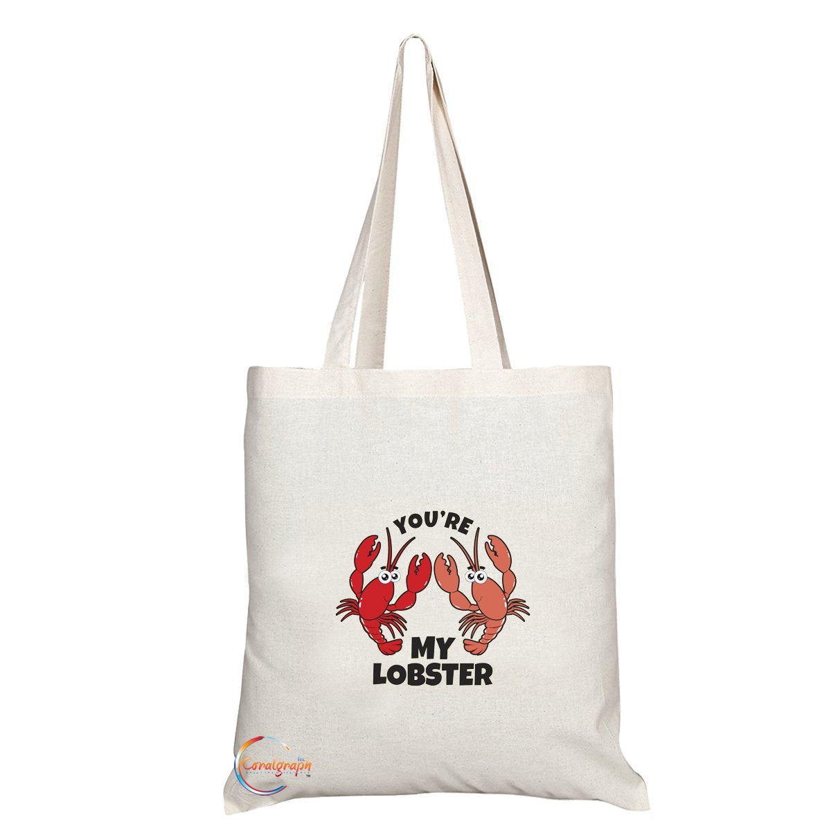 TB161 YOU'RE MY LOBSTER Novelty Present Gift Printed Eco-Friendly Stylish Long Handled Tote Shoulder Bag
