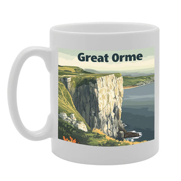 Printed Coffee Ceramic  Featuring Cities And Landmarks In United Kingdom (Great Orme) - Funny Printed Coffee Mug - Great Gift Idea