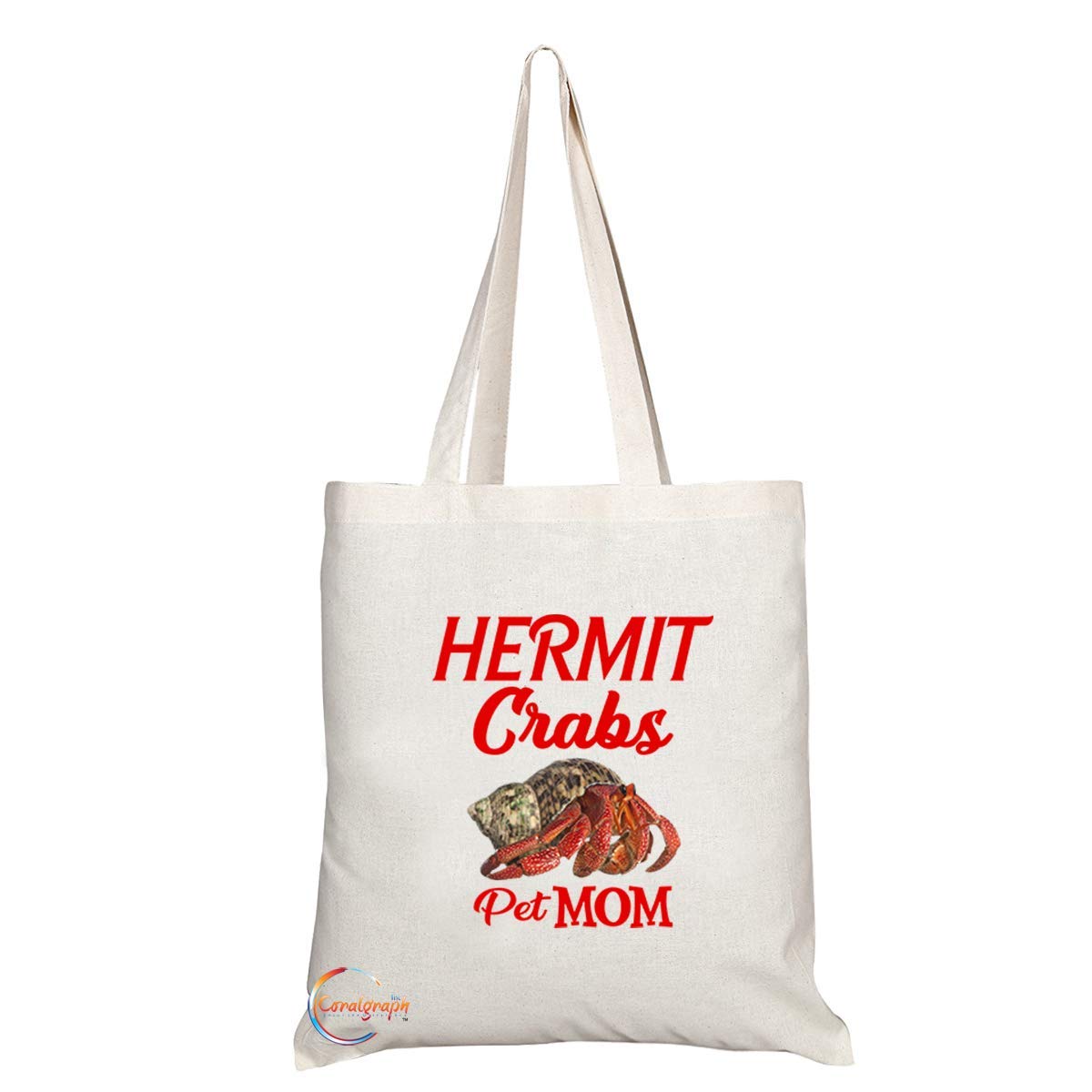 TB615 Pet MOM HERMIT Crabs Novelty Present Gift Printed Eco-Friendly Stylish Long Handled Tote Shoulder Bag