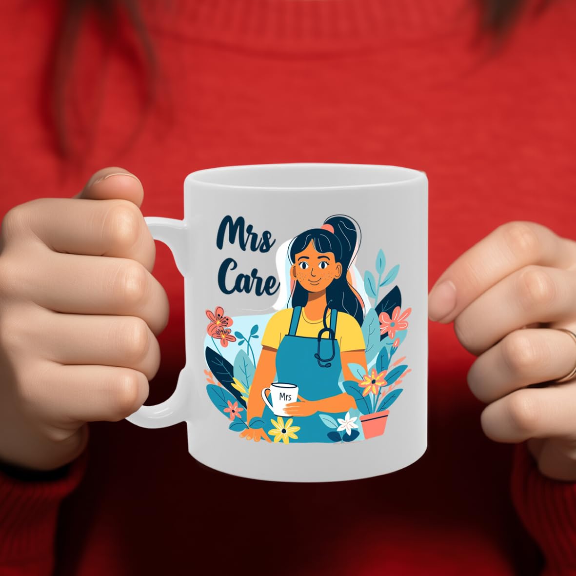 Mrs Care  - Ideal For Care Workers And Healthcare Professionals, 11Oz Ceramic Coffee  For Caregivers And Compassionate Workers Mg5970 - Funny Printed Coffee Mug - Great Gift Idea