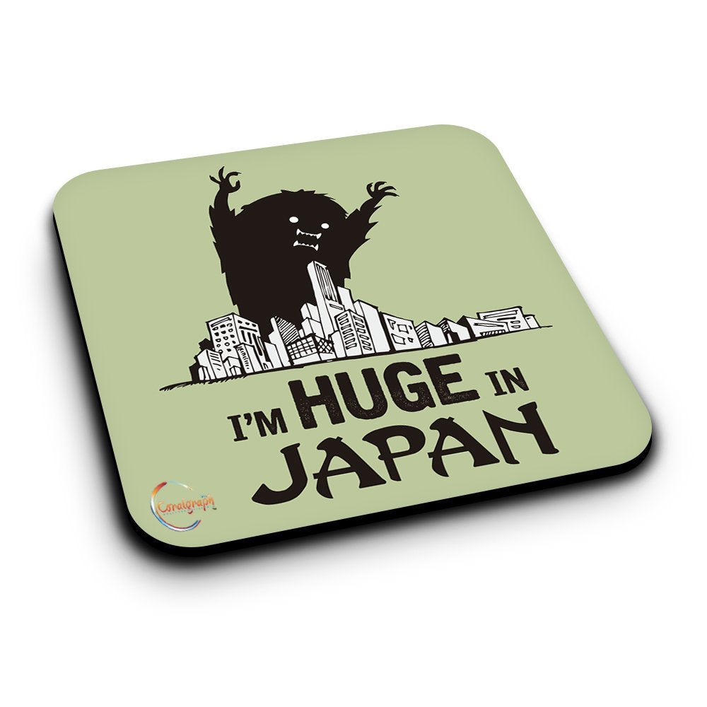 ER398 I'm Huge in Japan Novelty Present Gift Printed MDF Wooden Coaster