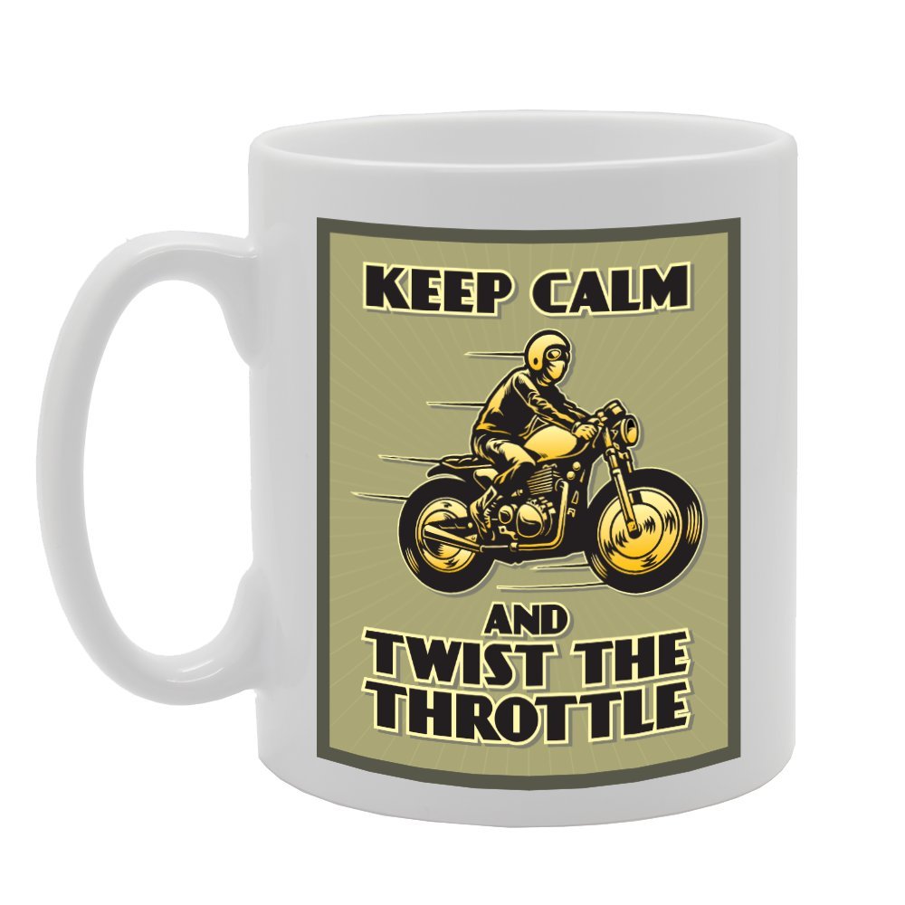 Keep Calm And Twist Throttle   Printed Tea Coffee Ceramic  Mg3408 - Funny Printed Coffee Mug - Great Gift Idea