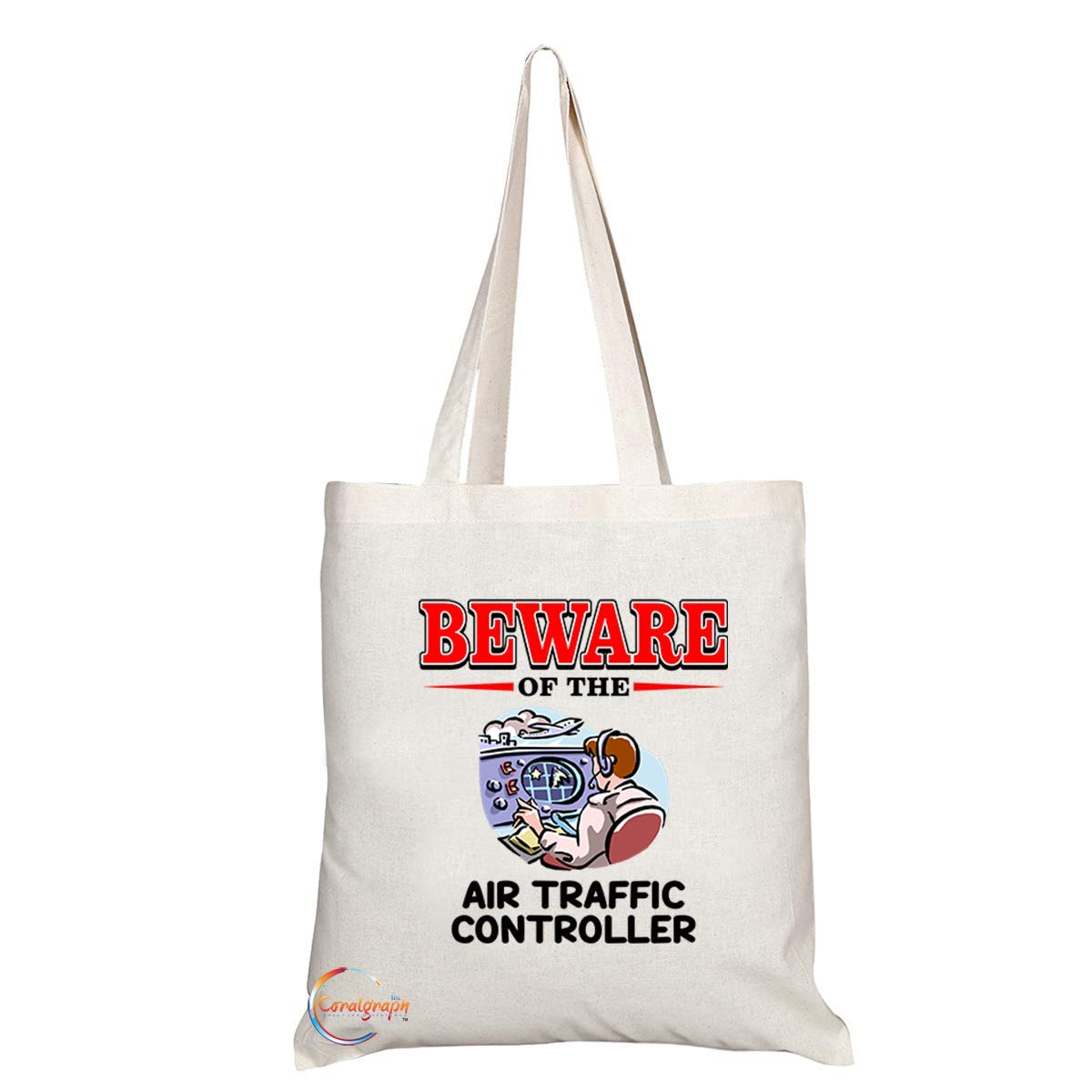 TB841 Beware of the Air Traffic Controller Novelty Present Gift Printed Eco-Friendly Stylish Long Handled Tote Shoulder Bag