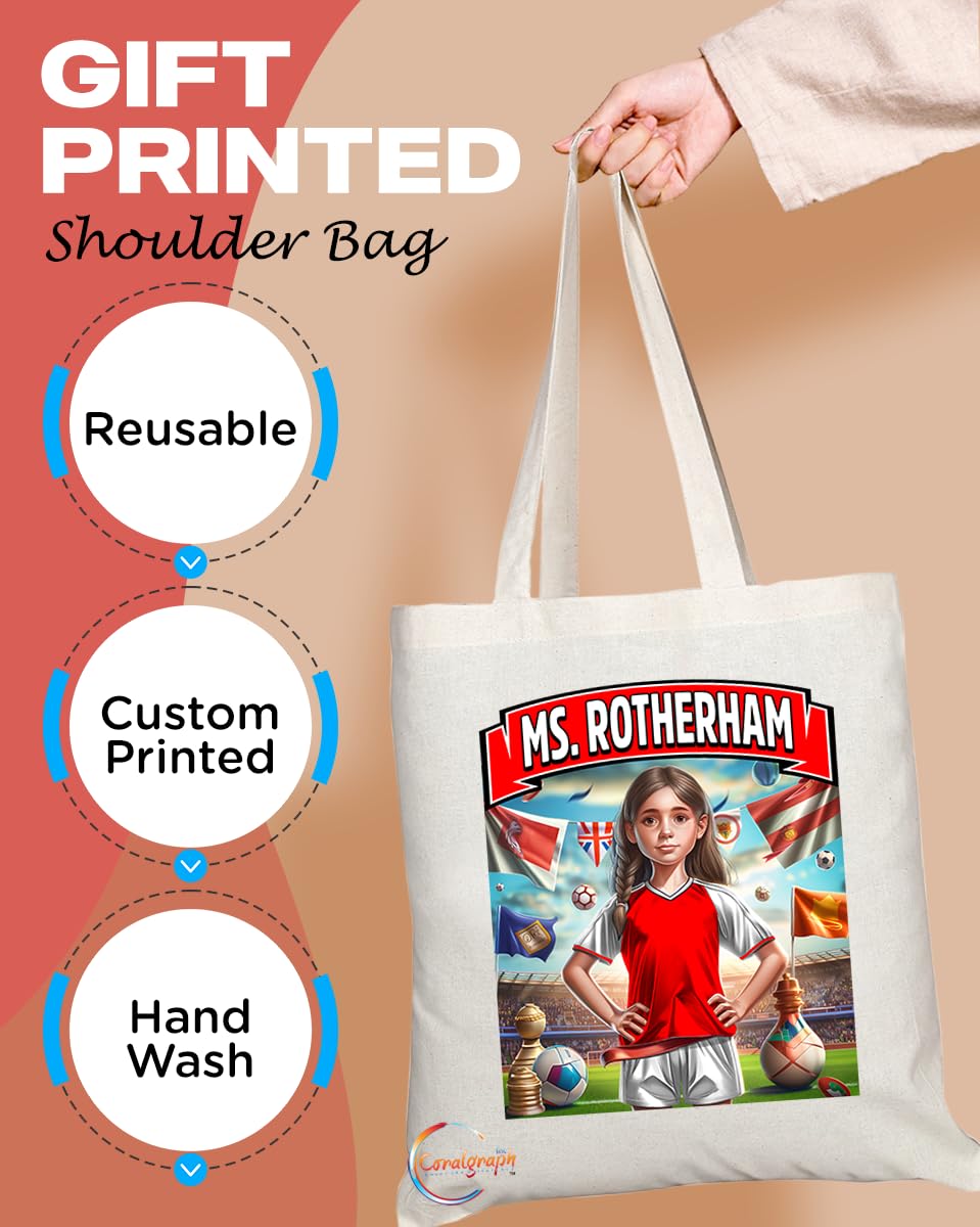 TB1644 Ms Rotherham Footie Fan Lady Girl Tote Bag - Eco-Friendly, Stylish, Long Handled, Perfect Novelty Gift by