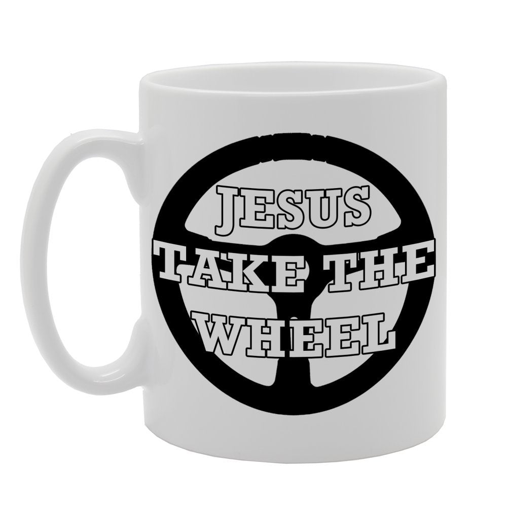 Jesus Takes The Wheel   Printed Ceramic Tea Coffee  Mg059 - Funny Printed Coffee Mug - Great Gift Idea