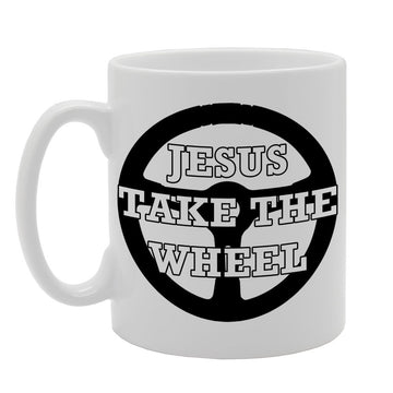 Jesus Takes The Wheel   Printed Ceramic Tea Coffee  Mg059 - Funny Printed Coffee Mug - Great Gift Idea