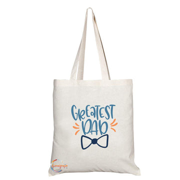 TB796 Greatest Dad Bowtie Fathers Day Novelty Present Gift Printed Eco-Friendly Stylish Long Handled Tote Shoulder Bag