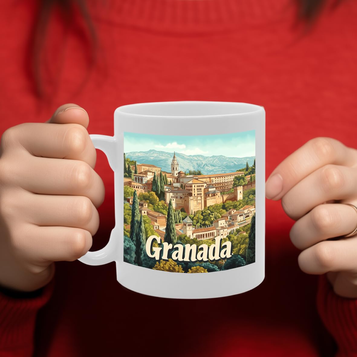 11Oz Dishwasher-Safe Ceramic  Featuring Popular Cities & Capitals From Europe And Around The World (Granada) - Funny Printed Coffee Mug - Great Gift Idea