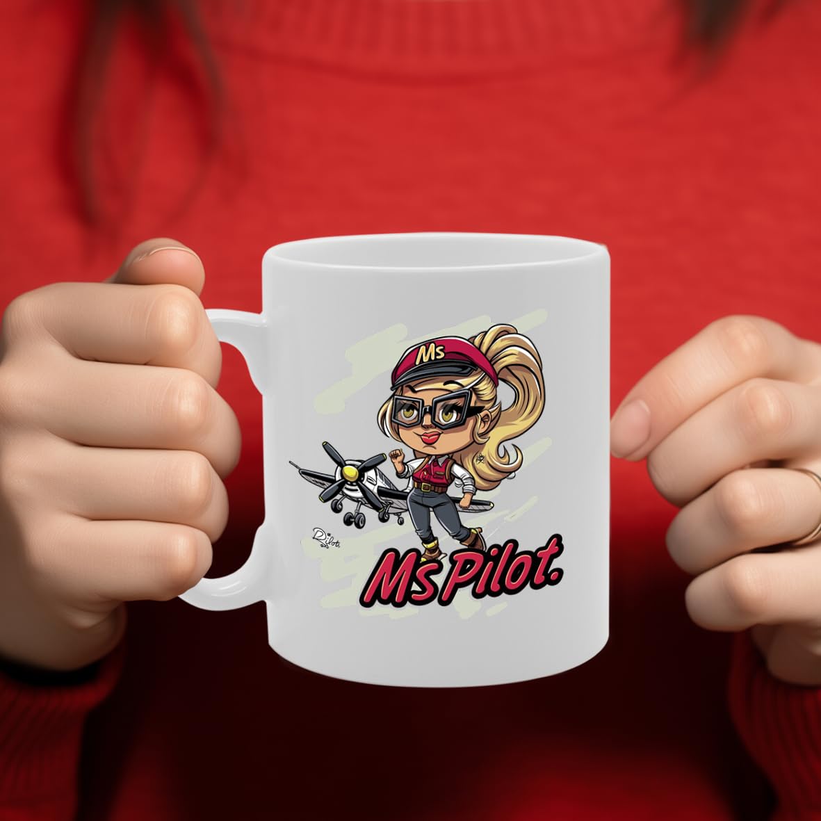 Ms Pilot Ceramic  - Ideal For Female Pilots, Aviation Enthusiasts, And Flight Professionals - 11Oz Coffee  With Empowering Design Mg6286 - Funny Printed Coffee Mug - Great Gift Idea