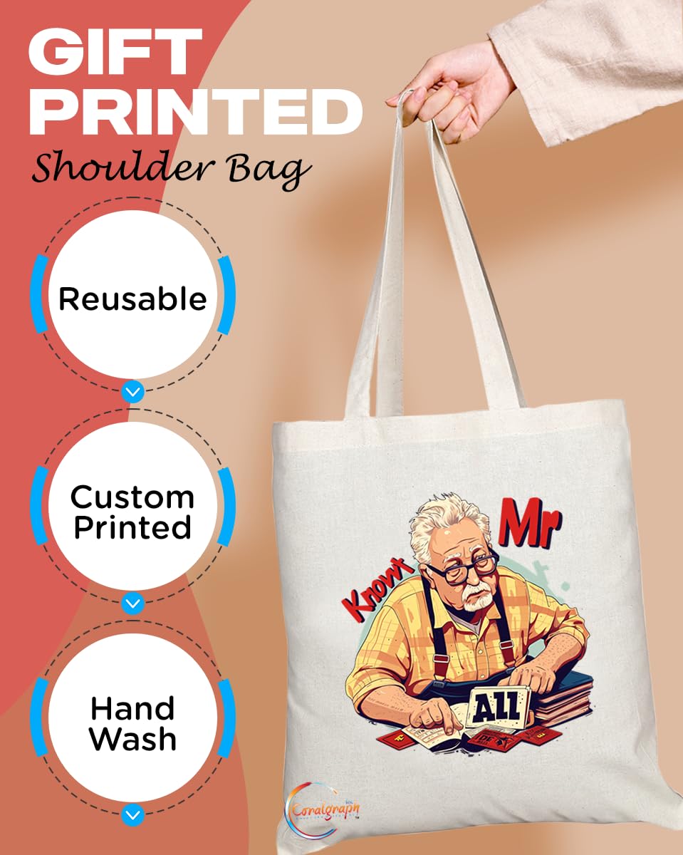 TB1735 Mr Know Everything Tote Bag - Great for Know-It-Alls, Trivia Lovers, Knowledge Seekers - Sustainable, Stylish, Long Handled, Durable and Reusable