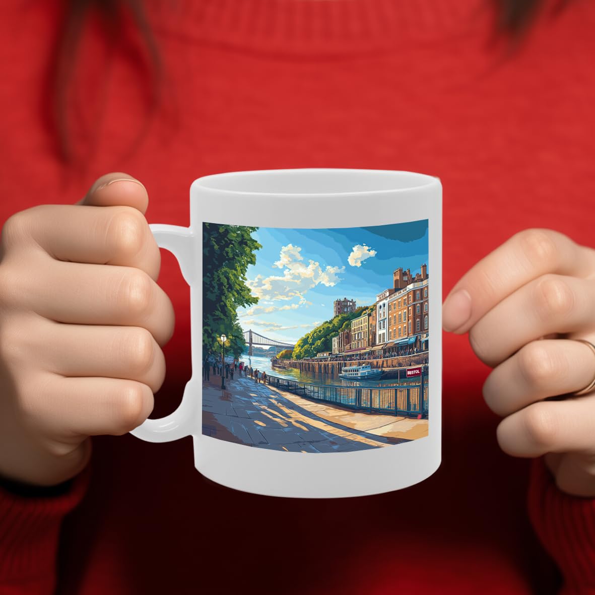 Printed Coffee Ceramic  Featuring Cities And Landmarks In United Kingdom (Bristol) - Funny Printed Coffee Mug - Great Gift Idea