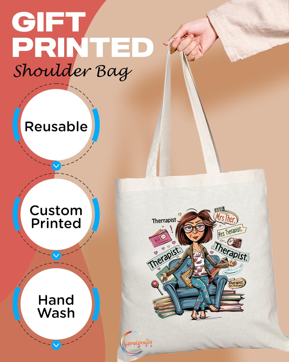 TB1888 Mrs Therapist Tote Bag - Gift for Female Therapists, Counselors, Mental Health Professionals - Durable, Stylish, Eco-Friendly, Reusable, Spacious, and Lightweight