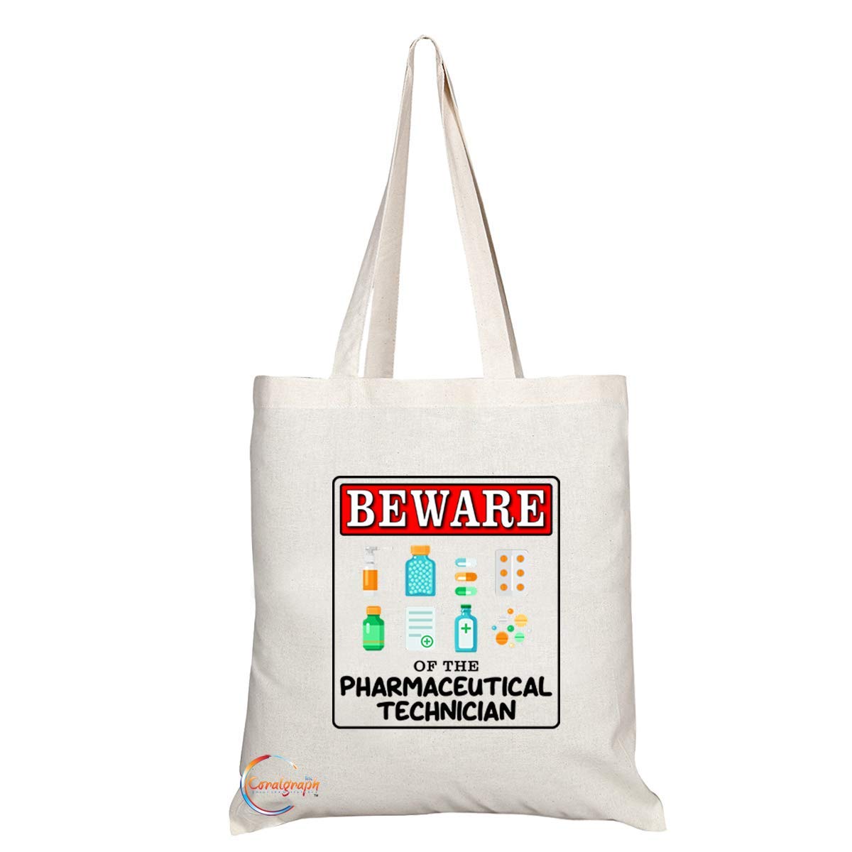 TB964 Beware of the Pharmaceutical Technician Novelty Present Gift Printed Eco-Friendly Stylish Long Handled Tote Shoulder Bag