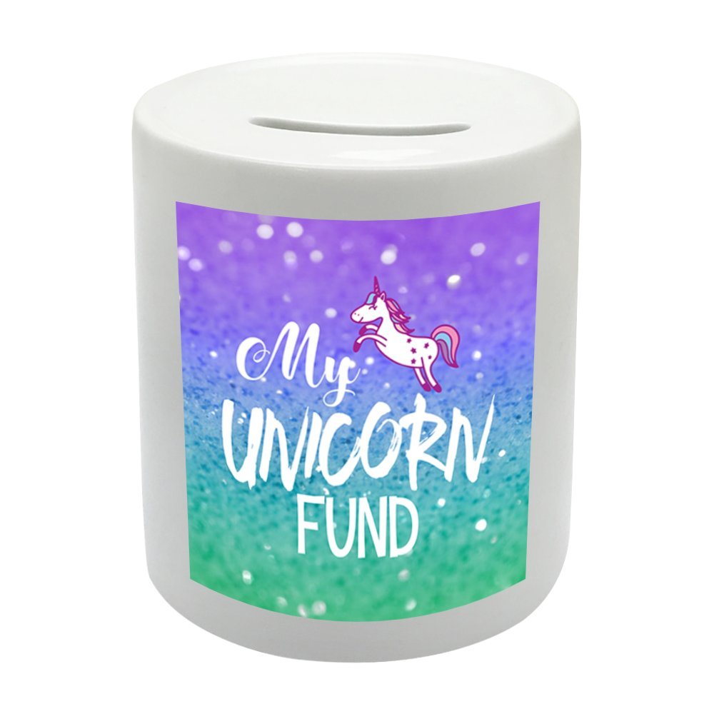 BS031 My Unicorn Fund Novelty Gift Printed Ceramic Piggy Bank Money Saving Box
