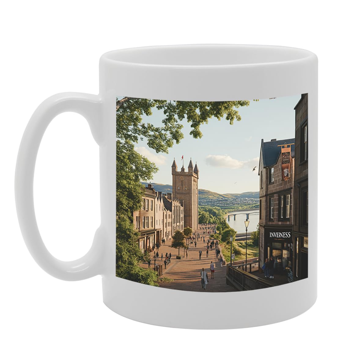Printed Coffee Ceramic  Featuring Cities And Landmarks In United Kingdom (Inverness) - Funny Printed Coffee Mug - Great Gift Idea